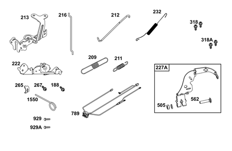 Controls Group Diagram and Parts List for 44C777-0010-G1 400000 - 699999 Briggs and Stratton Engine